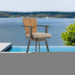 44" Brown Metal Swivel Outdoor Bar Height chair with Footrest