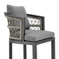 37" Gray Metal Outdoor Counter Height Bar chair with Footrest