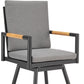 48" Dark Gray Metal Swivel Outdoor Bar Height chair with Footrest