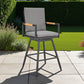 48" Dark Gray Metal Swivel Outdoor Bar Height chair with Footrest