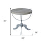 30" Brown Reclaimed Wood and Iron Round Pedestal End Table