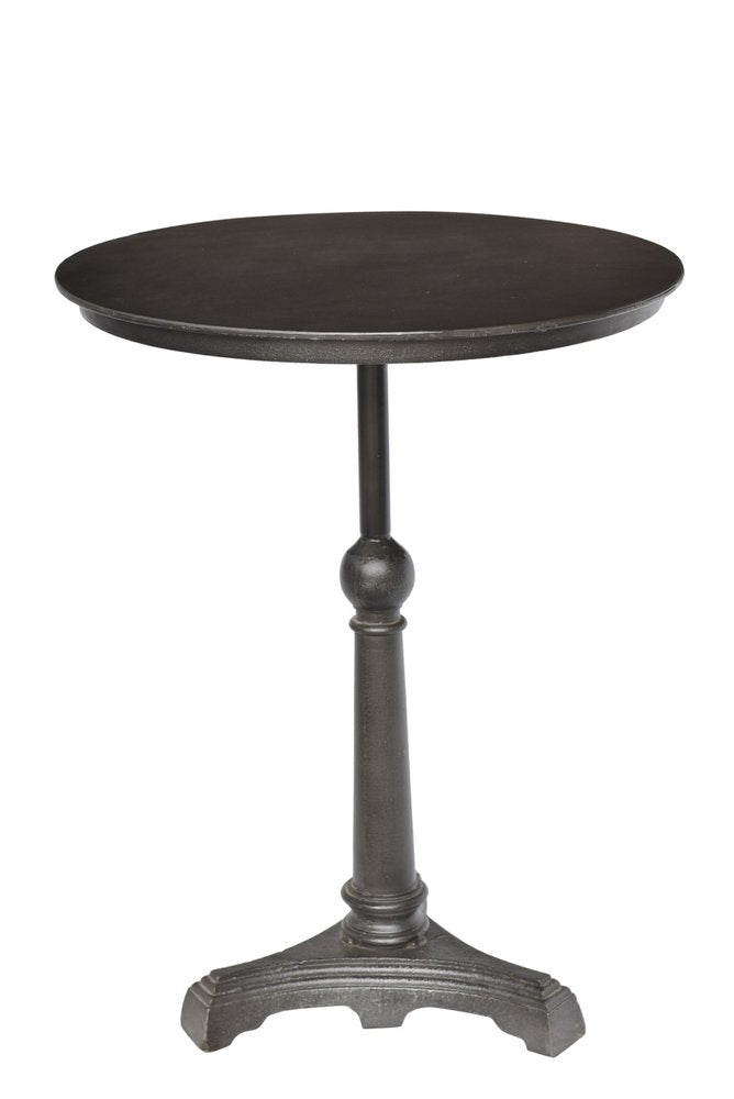 30" Brown Iron Round Pedestal End Table