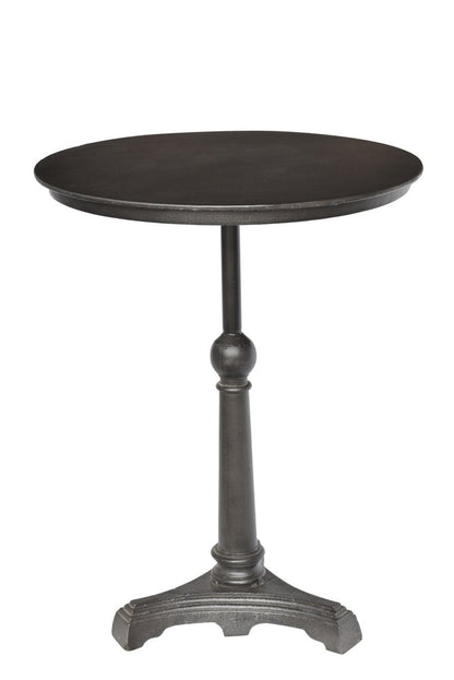 30" Brown Iron Round Pedestal End Table