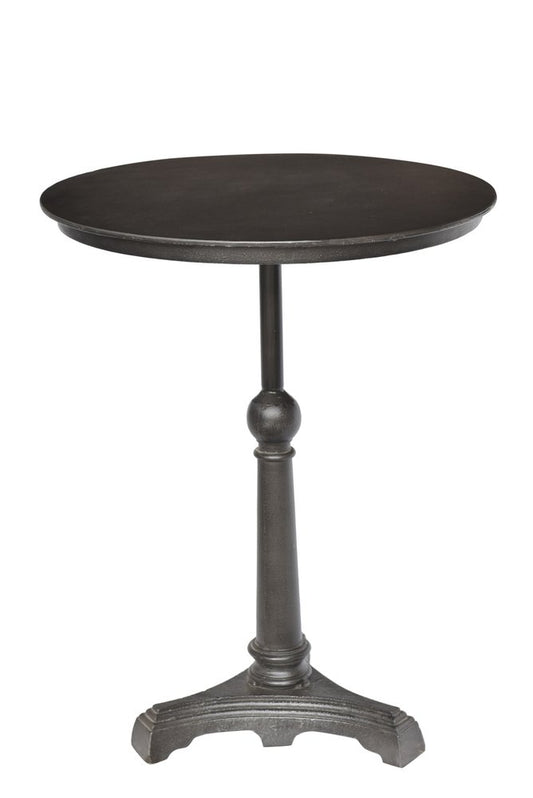 30" Brown Iron Round Pedestal End Table