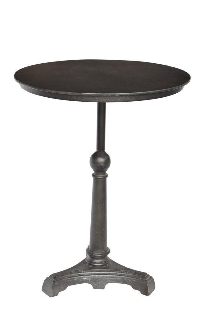 30" Brown Iron Round Pedestal End Table