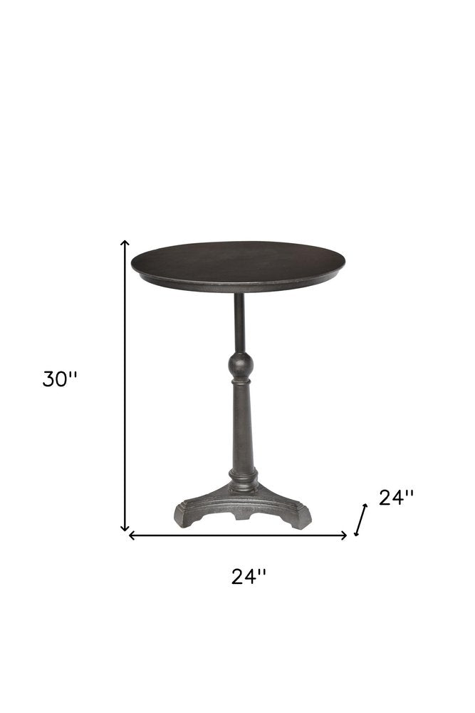 30" Brown Iron Round Pedestal End Table