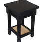 20" Black And Natural Solid Wood And Cane Square End Table With Shelf