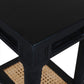 20" Black And Natural Solid Wood And Cane Square End Table With Shelf