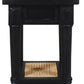 20" Black And Natural Solid Wood And Cane Square End Table With Shelf