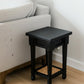 20" Black And Natural Solid Wood And Cane Square End Table With Shelf