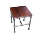 16" Brown and Silver Distressed Solid Wood and Iron Square End Table