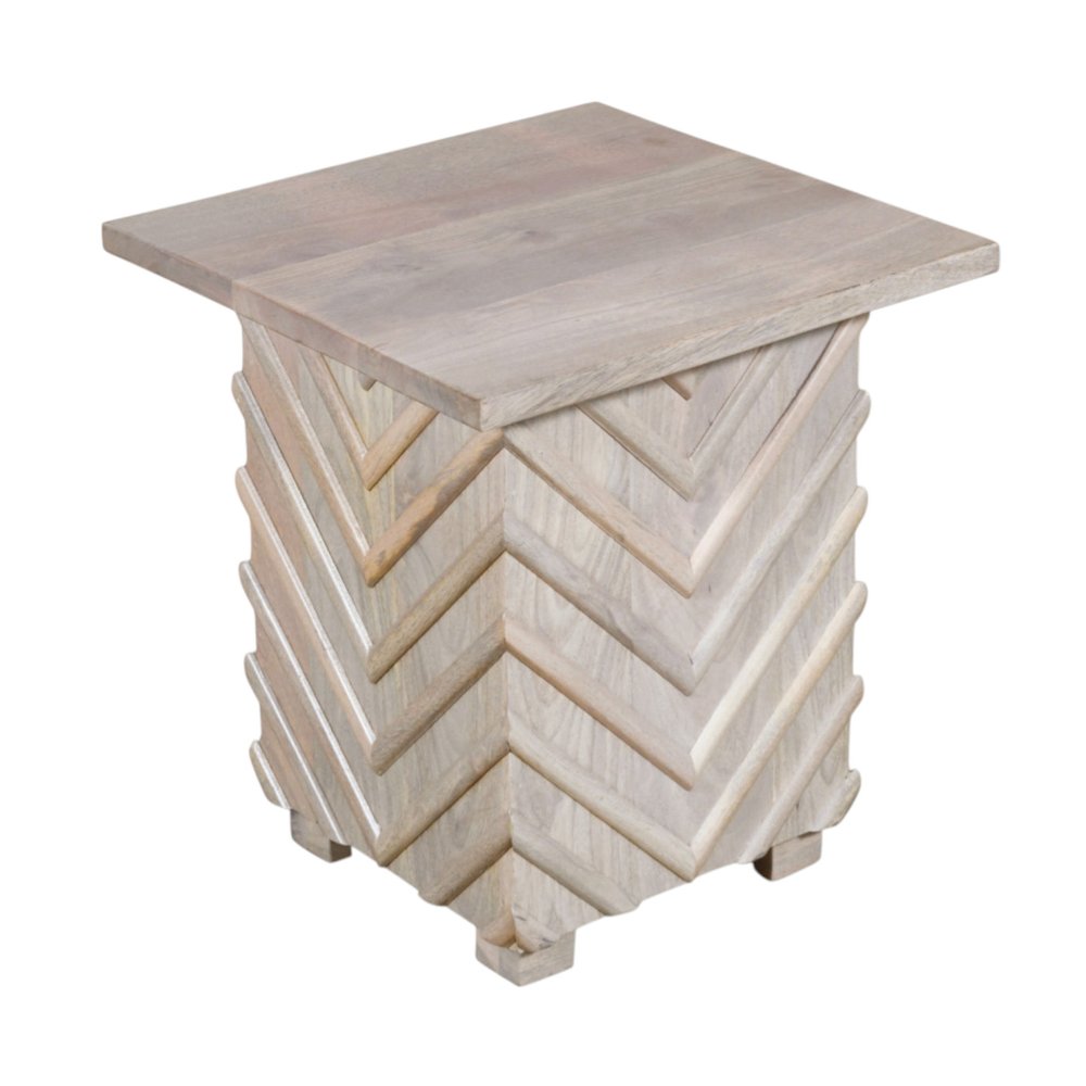 24" White Distressed Solid Wood Square End Table