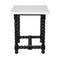 24" White and Black Marble and Solid Wood Square Trestle End Table