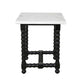 24" White and Black Marble and Solid Wood Square Trestle End Table