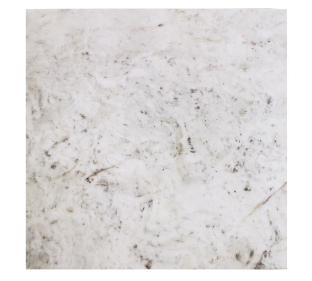 24" White and Black Marble and Solid Wood Square Trestle End Table