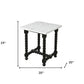 24" White and Black Marble and Solid Wood Square Trestle End Table