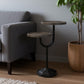 19" Natural and Black Solid Wood and Iron Round Double Tray Top End Table