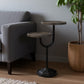 19" Natural and Black Solid Wood and Iron Round Double Tray Top End Table