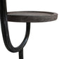 19" Natural and Black Solid Wood and Iron Round Double Tray Top End Table