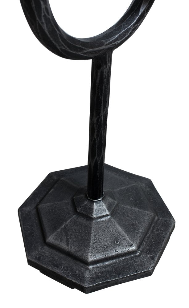 19" Natural and Black Solid Wood and Iron Round Double Tray Top End Table