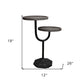 19" Natural and Black Solid Wood and Iron Round Double Tray Top End Table