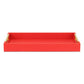 16" Red Wood and Vinyl Faux Shagreen Handmade Serving Tray With Handles