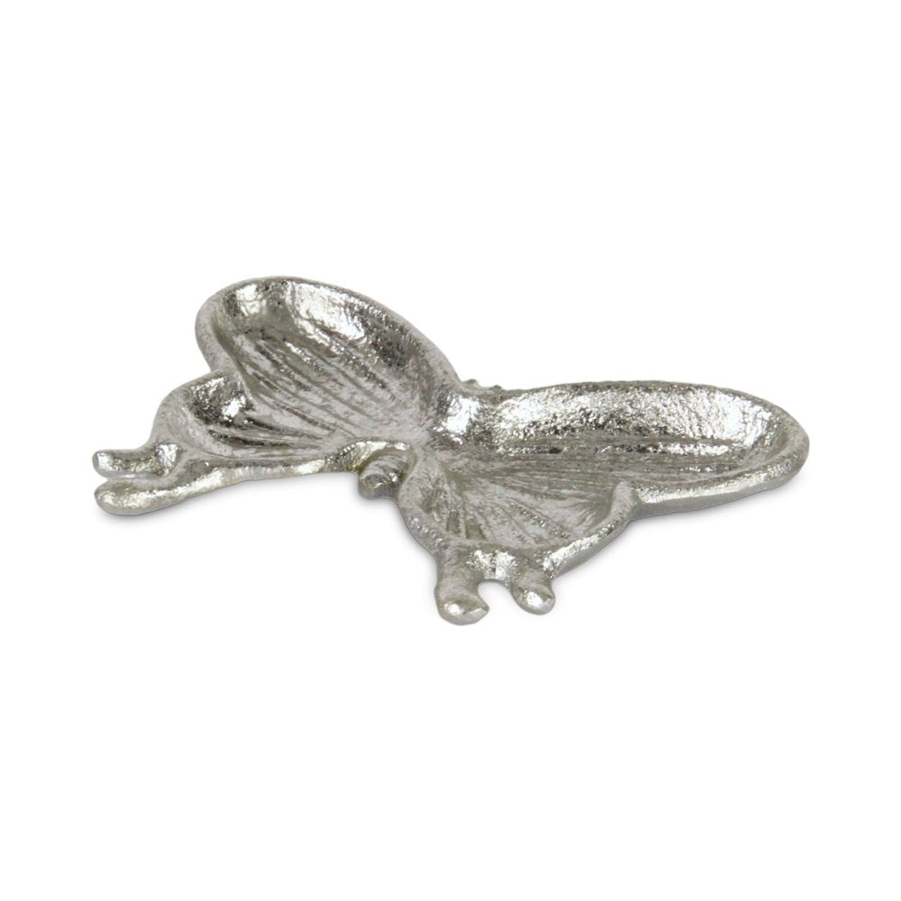 6" Silver Cast Iron Butterfly Handmade Trinket Tray