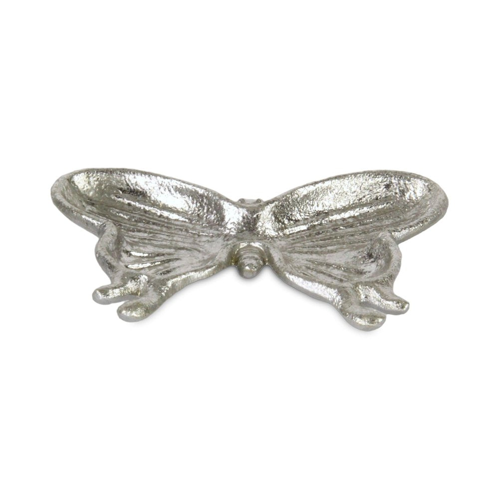 6" Silver Cast Iron Butterfly Handmade Trinket Tray