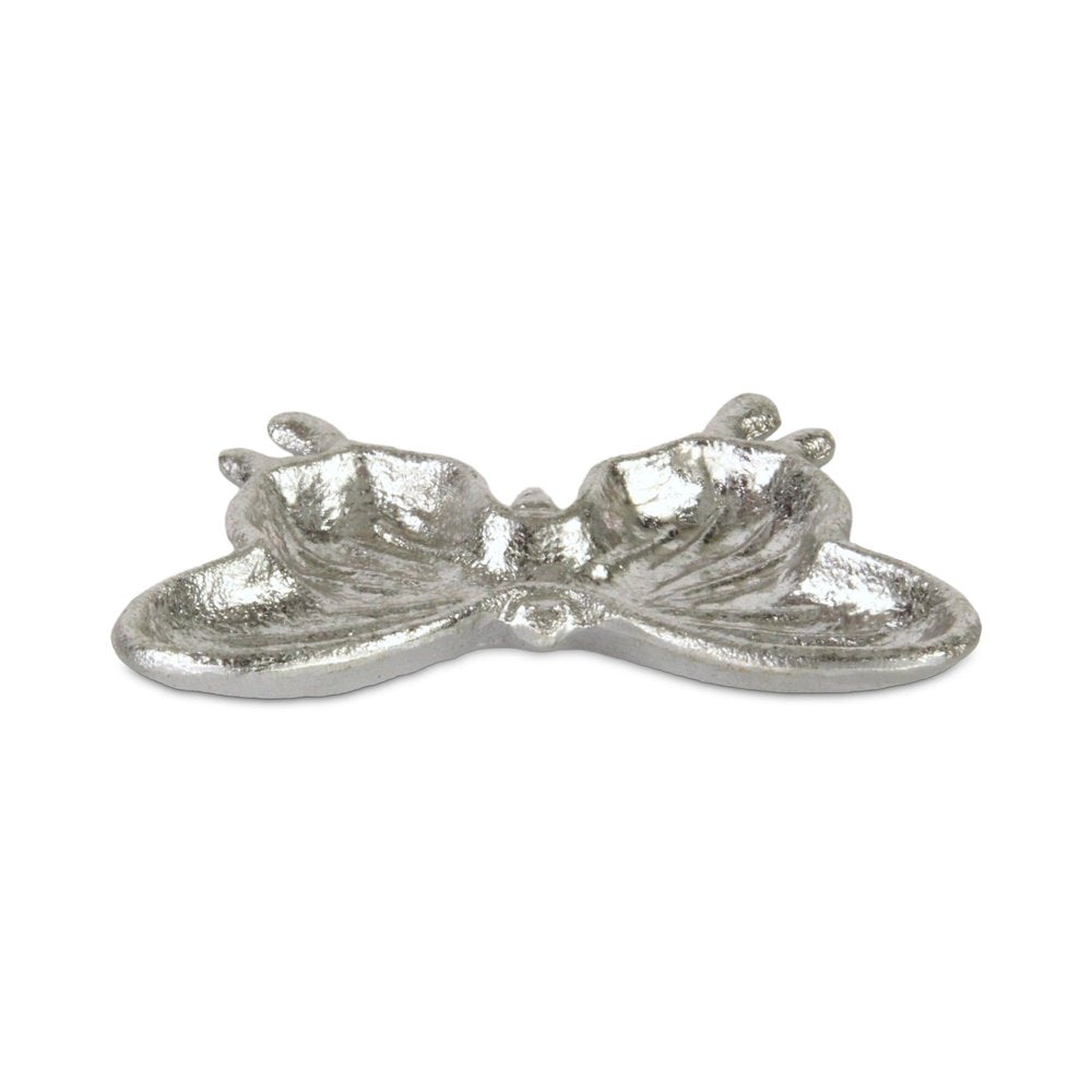 6" Silver Cast Iron Butterfly Handmade Trinket Tray