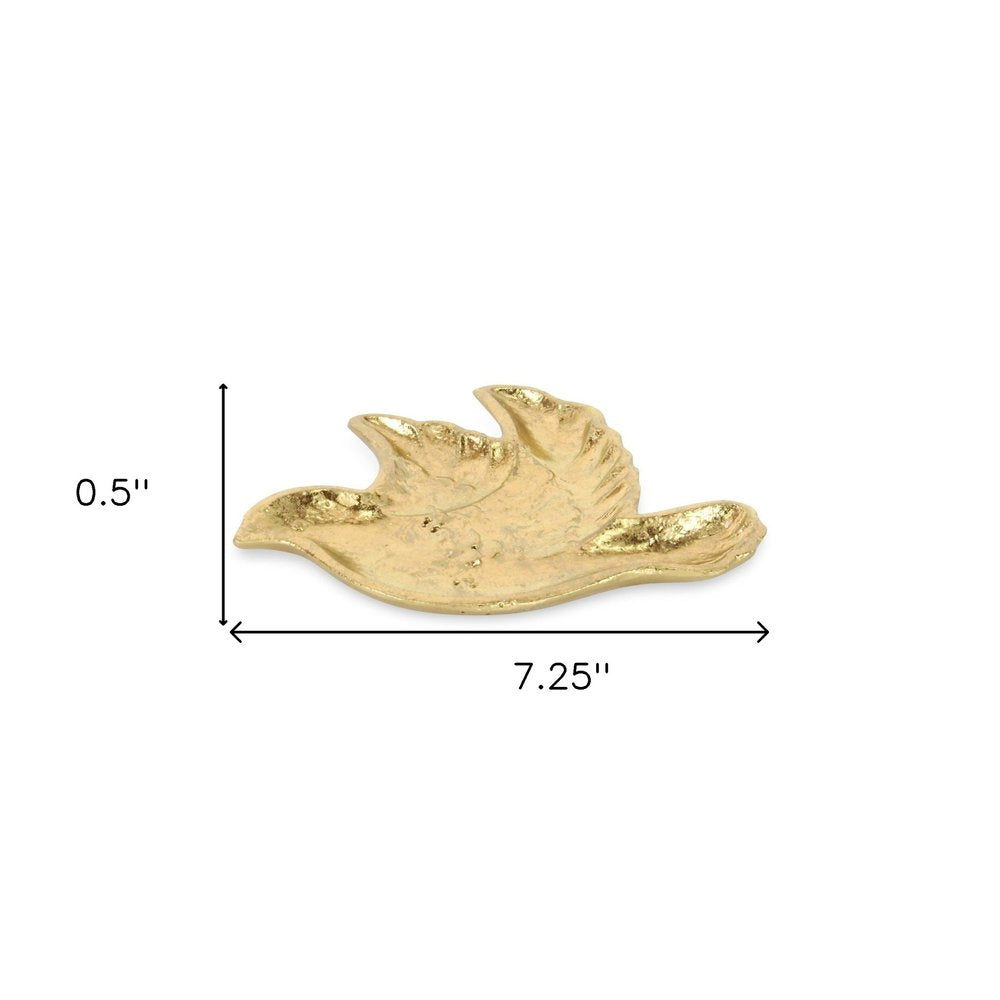 7" Gold Cast Iron Dove Handmade Trinket Tray