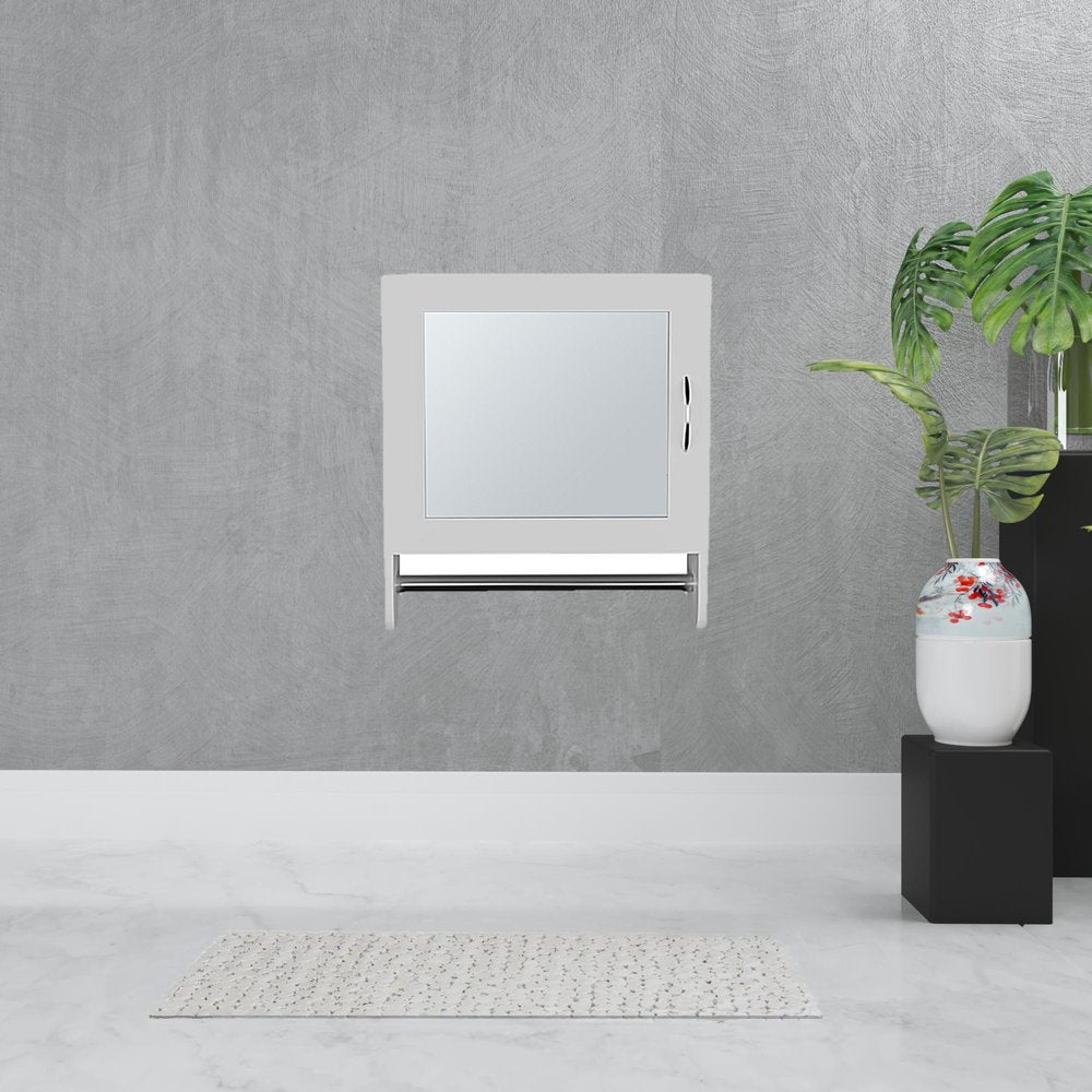 18" White Wood, Metal Floating Bathroom Vanity And Medicine Cabinet With Mirror