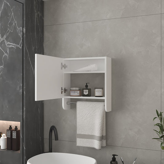 18" White Wood, Metal Floating Bathroom Vanity And Medicine Cabinet With Mirror