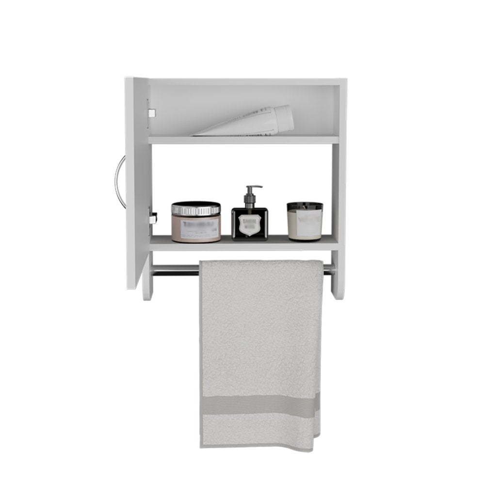 18" White Wood, Metal Floating Bathroom Vanity And Medicine Cabinet With Mirror