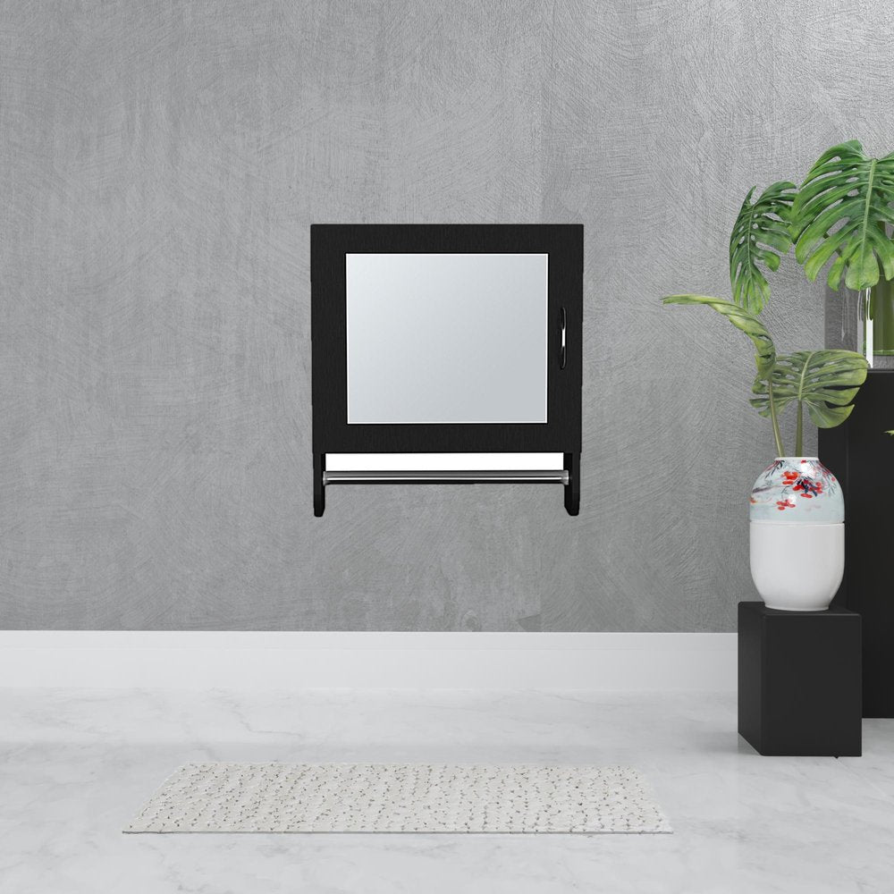 18" Black Wood, Metal Floating Bathroom Vanity And Medicine Cabinet With Mirror