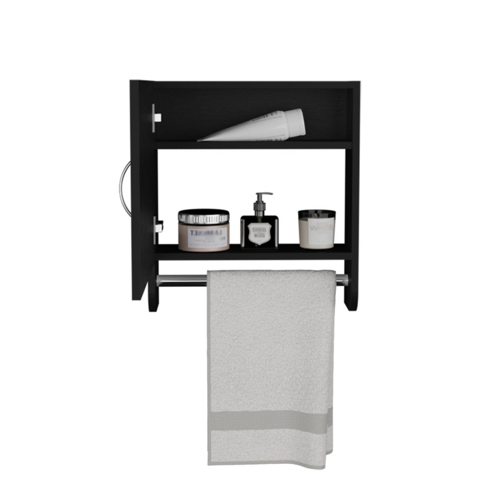 18" Black Wood, Metal Floating Bathroom Vanity And Medicine Cabinet With Mirror