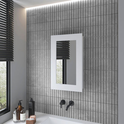 15" White Wood Floating Bathroom Vanity And Medicine Cabinet With Mirror