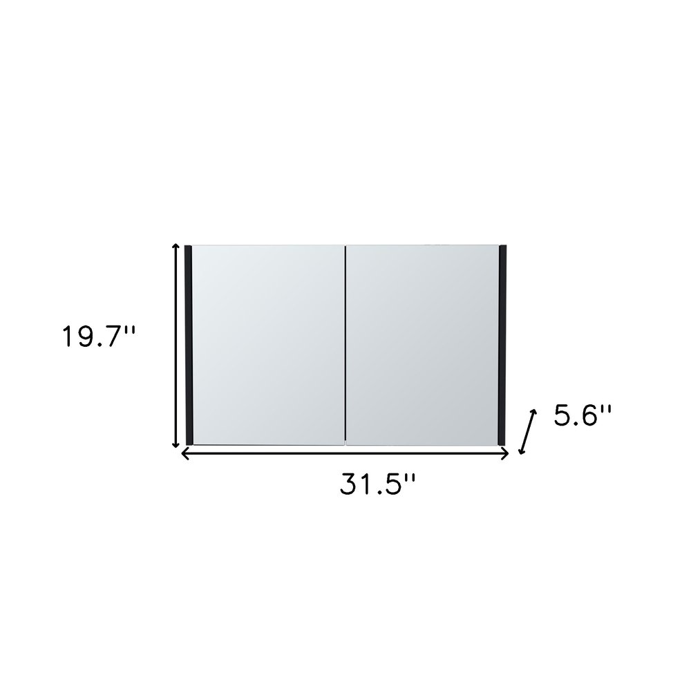 32" Black Wood Floating Bathroom Vanity And Medicine Cabinet With Mirror