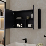 32" Black Wood Floating Bathroom Vanity And Medicine Cabinet With Mirror