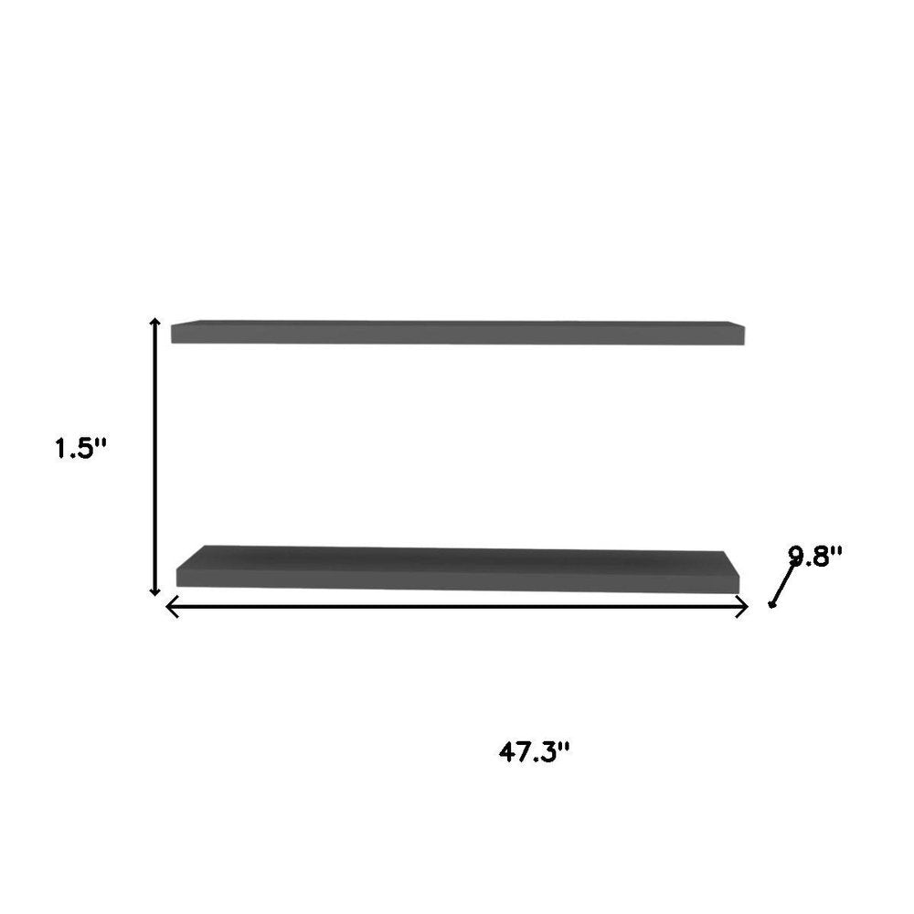 47" Set Of Two Dark Gray Wood Wall Mounted Floating Shelves