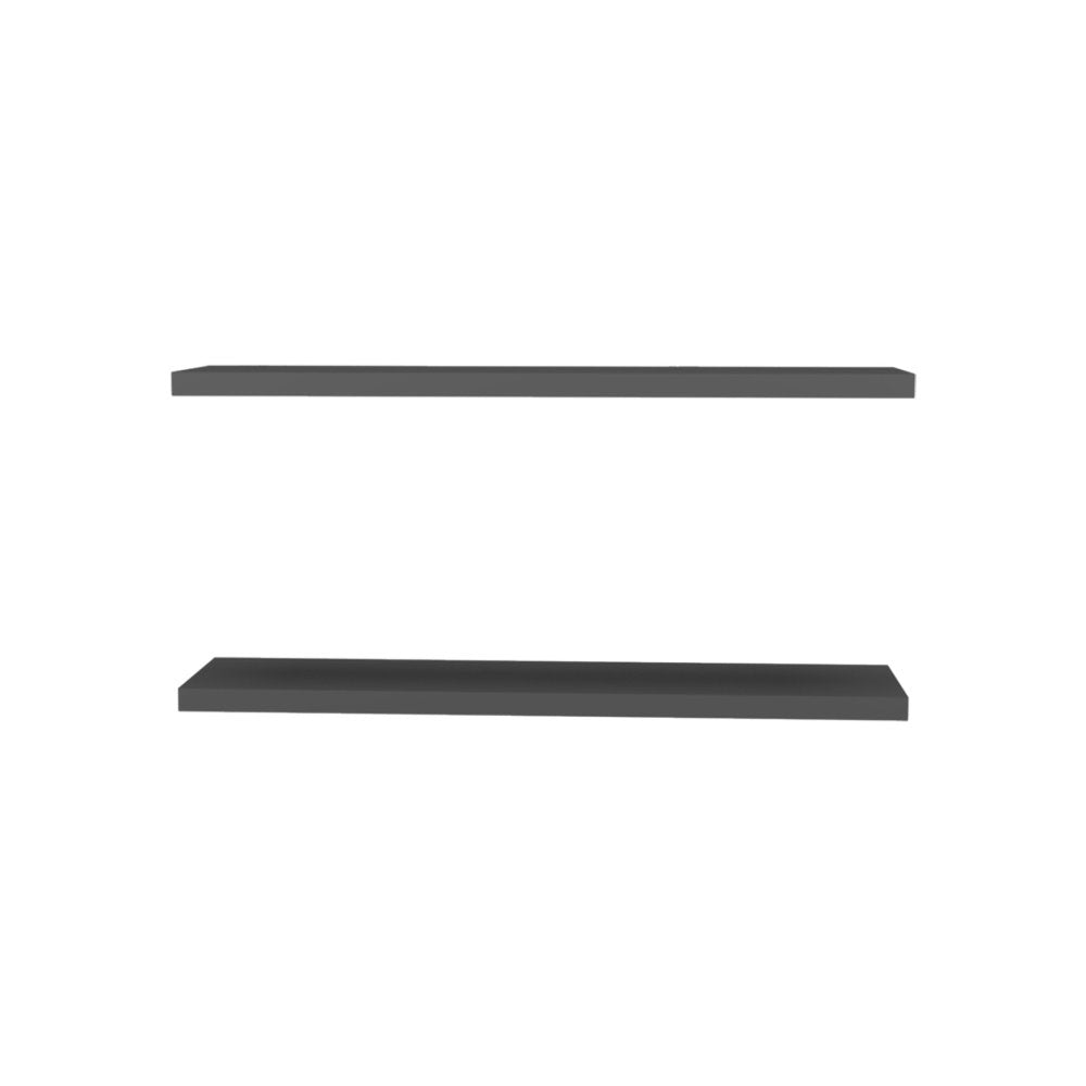 47" Set Of Two Dark Gray Wood Wall Mounted Floating Shelves