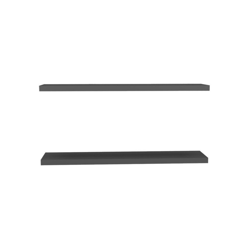 47" Set Of Two Dark Gray Wood Wall Mounted Floating Shelves