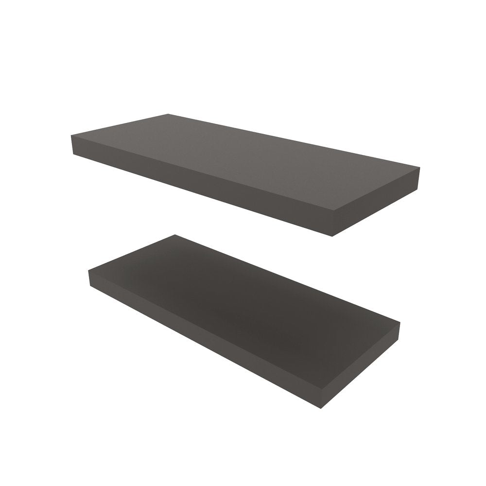 32" Set Of Two Dark Gray Wood Wall Mounted Floating Shelves