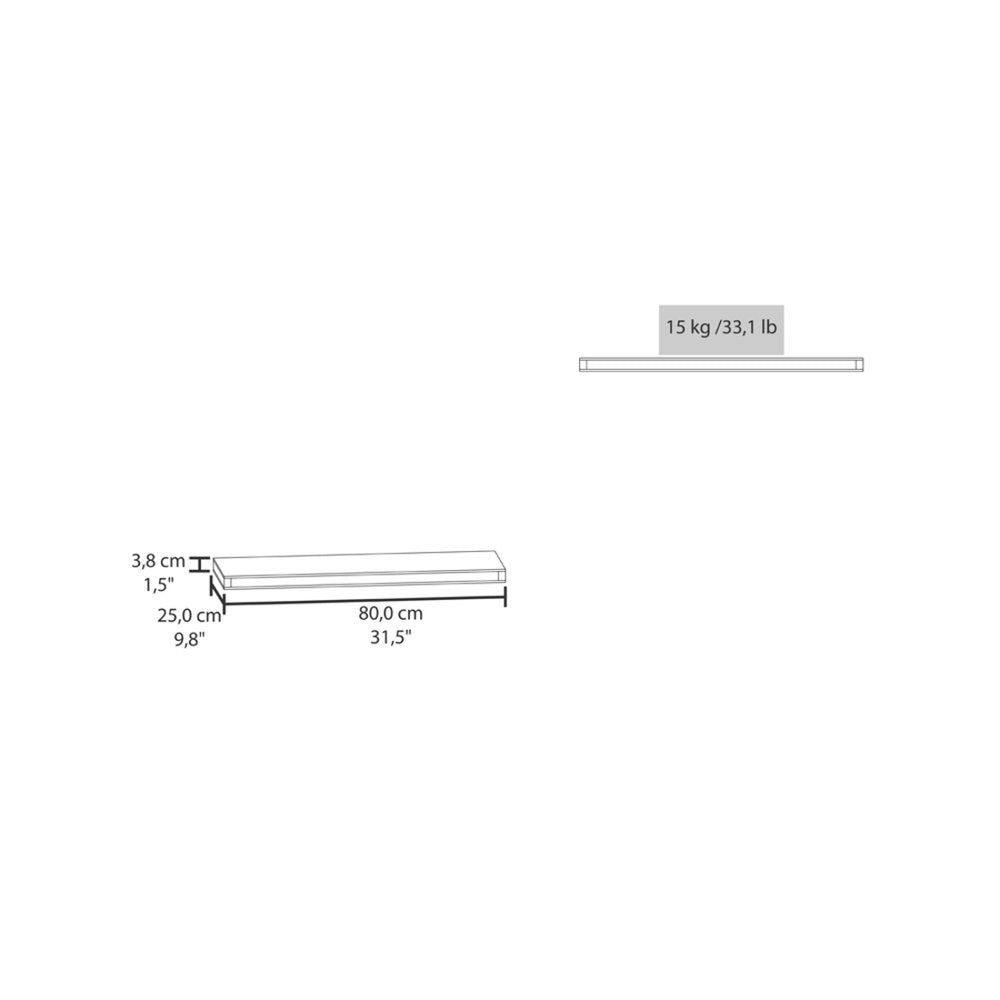 32" Set Of Two Dark Gray Wood Wall Mounted Floating Shelves