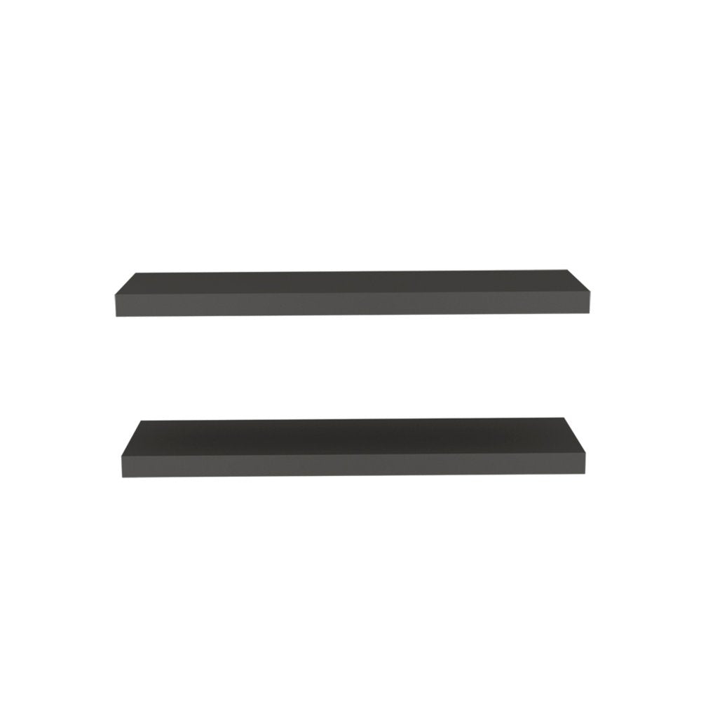 32" Set Of Two Dark Gray Wood Wall Mounted Floating Shelves