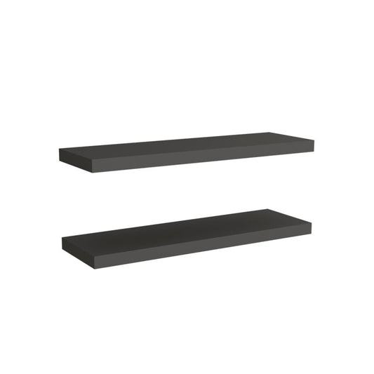 32" Set Of Two Dark Gray Wood Wall Mounted Floating Shelves