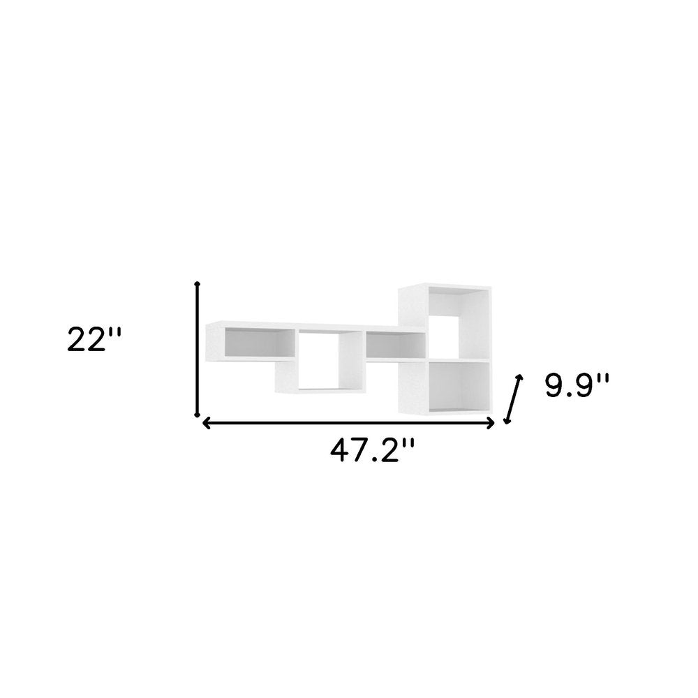 47" White Wood Wall Mounted Cubby Shelf