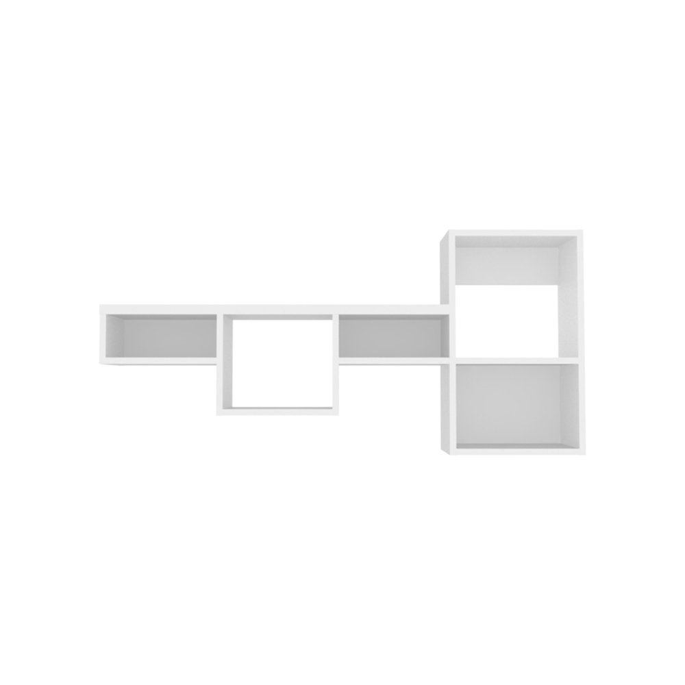 47" White Wood Wall Mounted Cubby Shelf