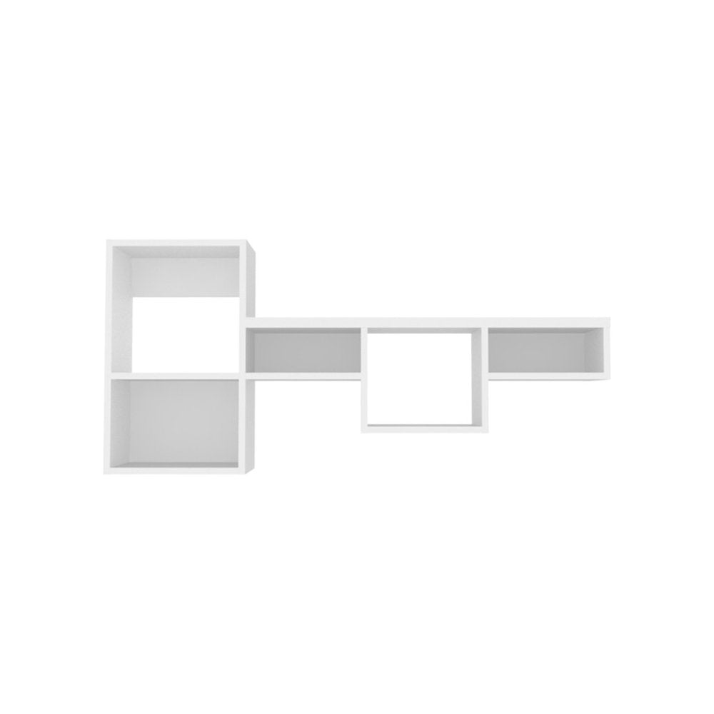 47" White Wood Wall Mounted Cubby Shelf