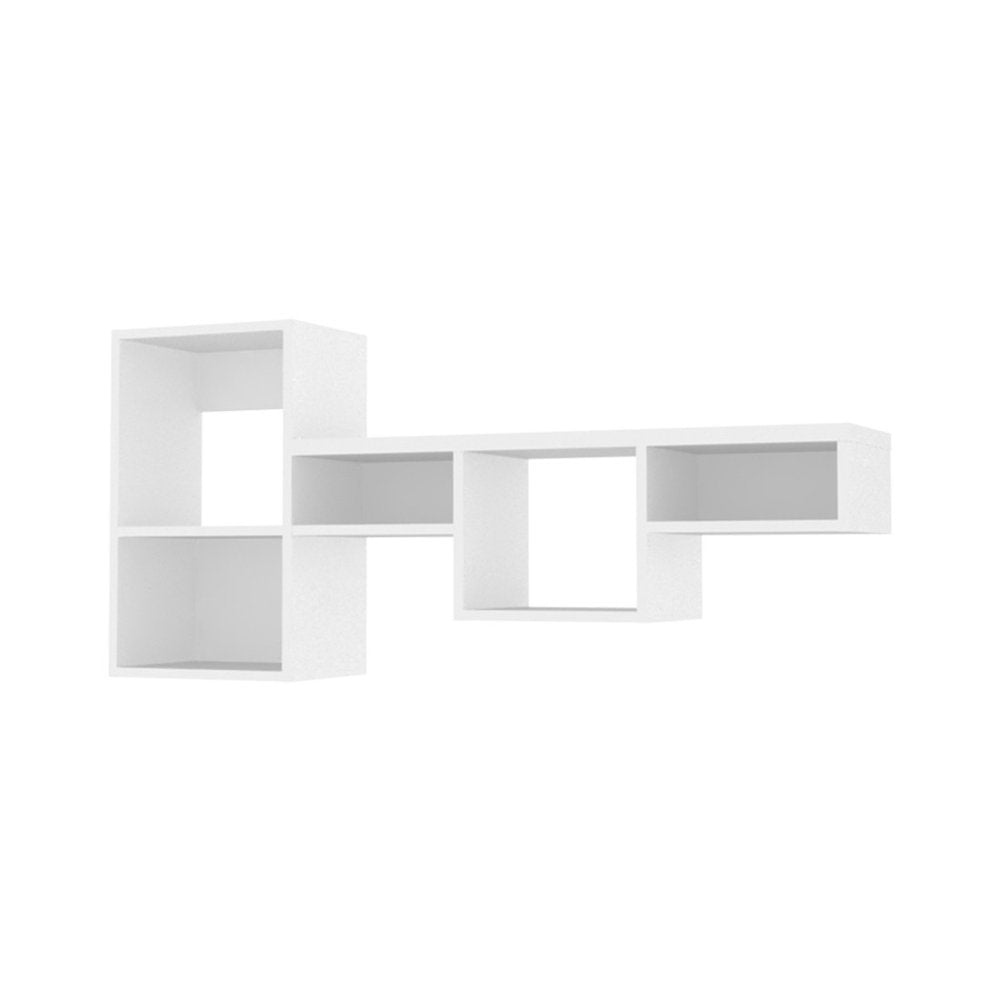 47" White Wood Wall Mounted Cubby Shelf