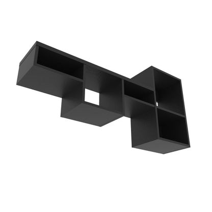 47" Black Wood Wall Mounted Cubby Shelf